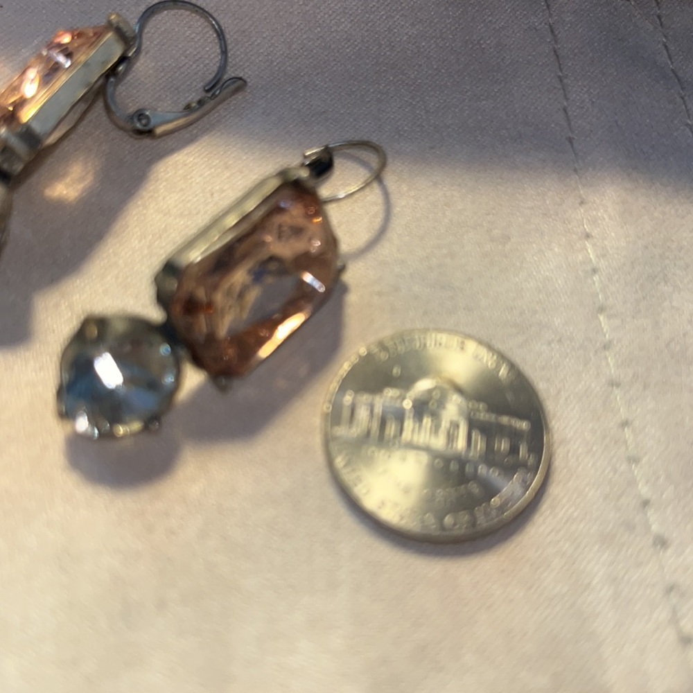 Macy’s pink & clear rhinestone earrings - Picture 3 of 4